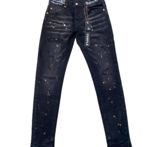 Purple Brand Splatter Effect Black Denim Jeans